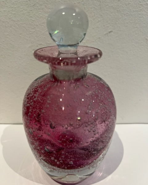 Pink Art Glass stoppered bottle