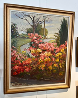 Irvine Major (1922–2000) – Flower Garden Landscape, Oil on Canvas