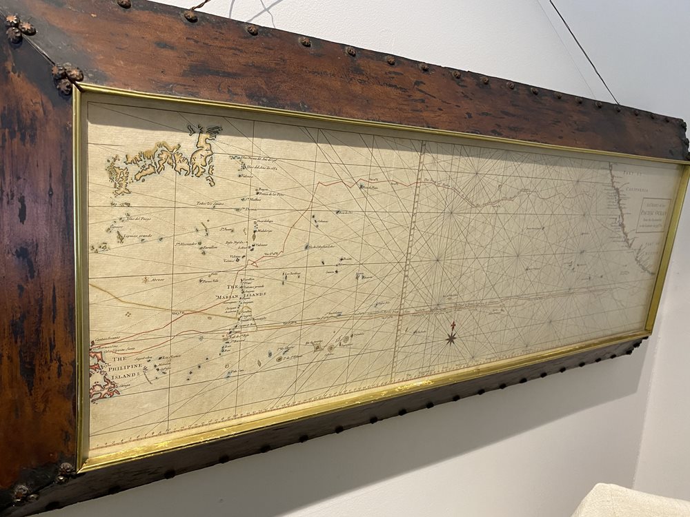 Old Framed Chart of the Pacific Ocean