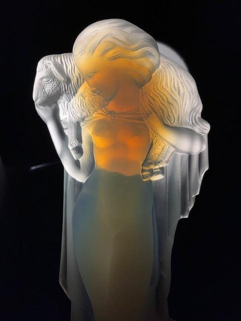 Art Deco Opalescent Glass Female Figure by Edmond Etling