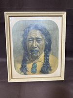 Old Print of Maori Woman with Pipe by C.F. Goldie
