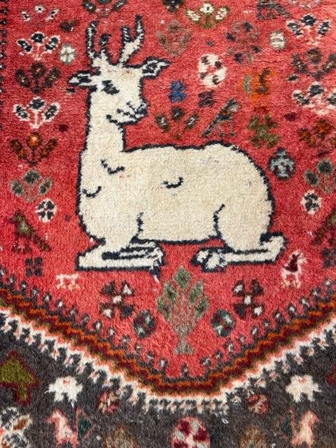 Hand Knotted Wool Runner with Deer motif