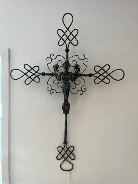 Large Metal Cross with Angel