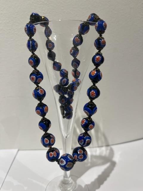 Murano Blue Glass Bead Necklace
