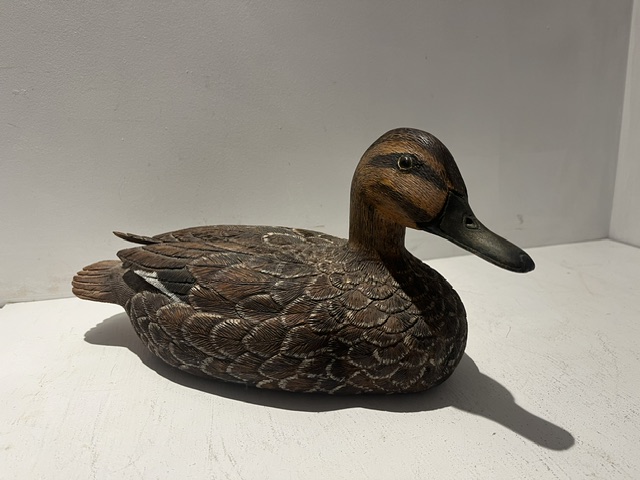 Hand Carved Grey Decoy Duck