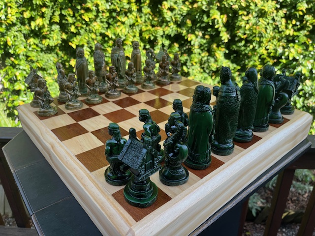 New Zealand Chess set with Maori Pieces in Green