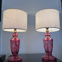 Pair of Cut Ruby Glass lamps