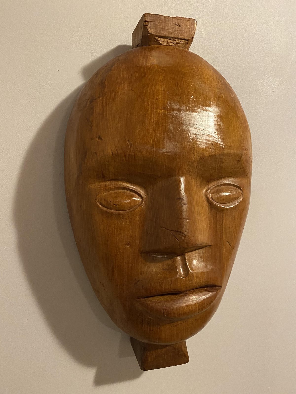 Bryann Mccurrach carved wooden face Orakei Objet Antiques, Art