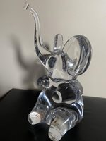 Signed Daum Crystal Glass Elephant
