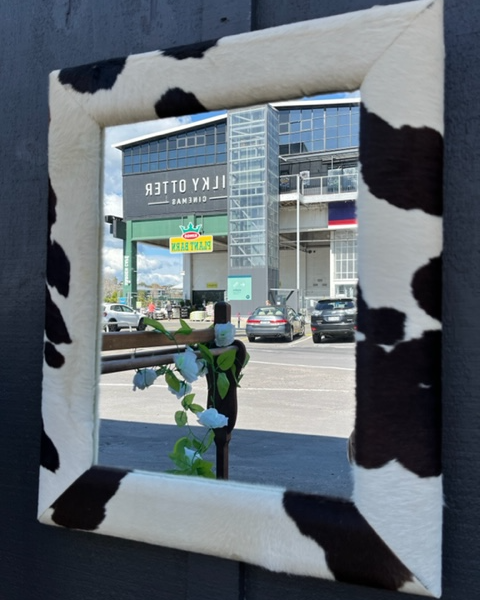 Cow Hide Framed Mirror