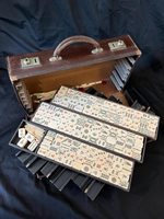 Vintage Mahjong Set in Leather Suitcase