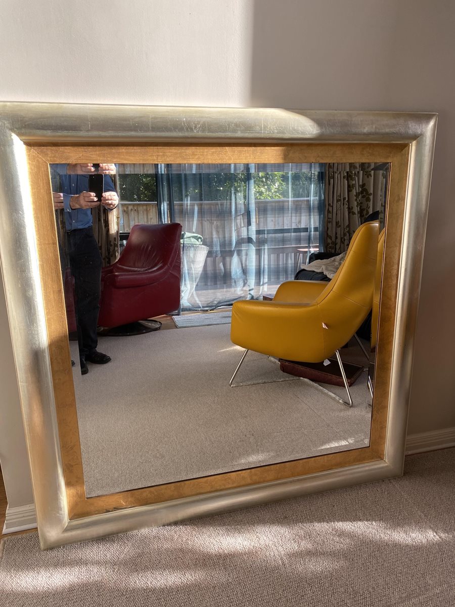 Very Large Gold & Silver Bevelled Mirror