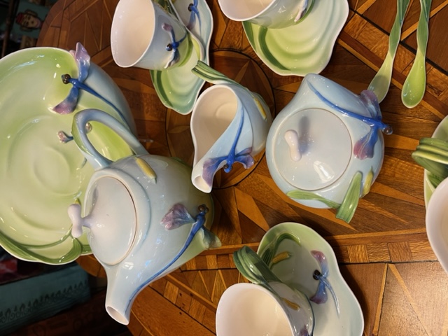 Franz style Porcelain Dragonfly Tea Set