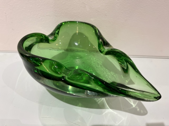Green Heart shaped art glass