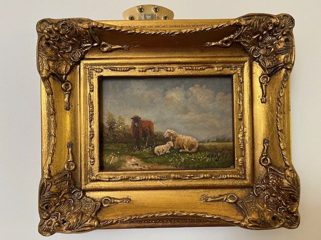 Landscape Oil of 3 sheep