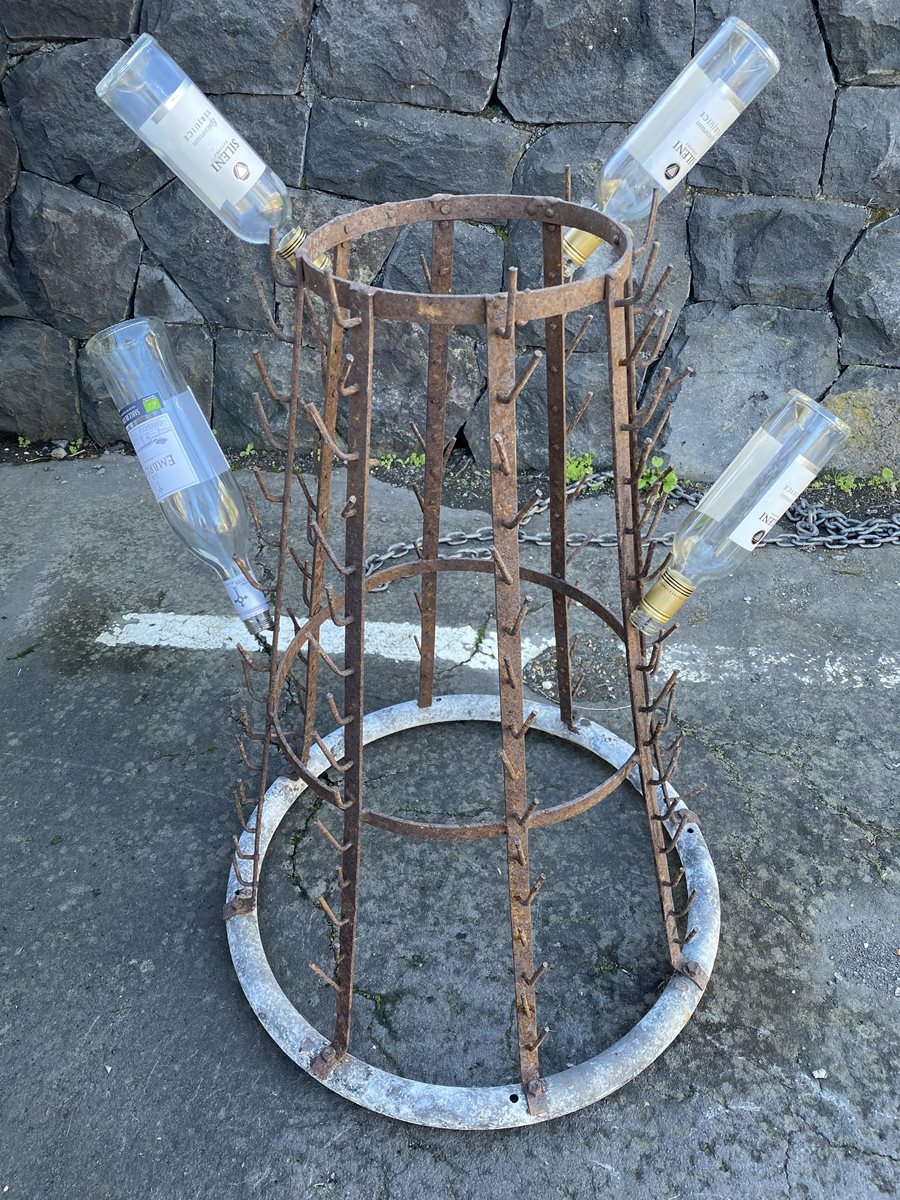 Vintage French Industrial Wine Bottle Drying Rack