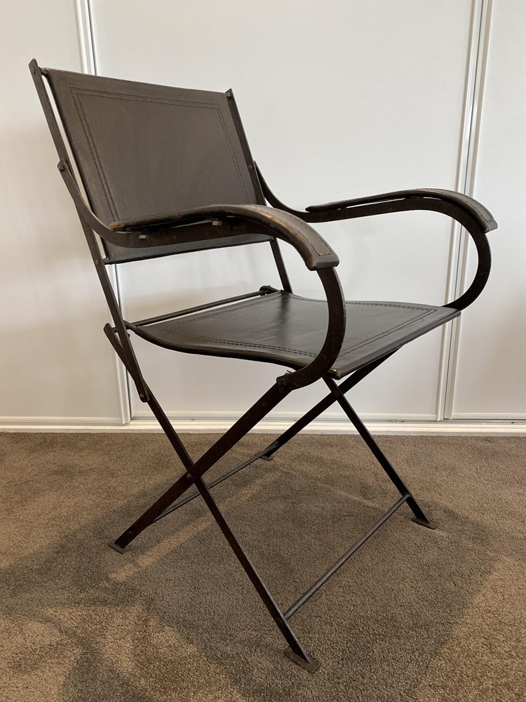 Designer Folding Leather & Metal armchair