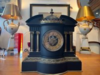 French Slate & Brass Mantle clock by A.D Mougin