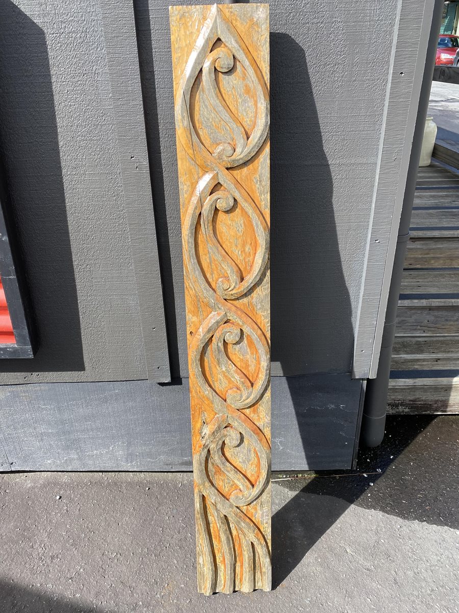 Carved Maori wooden plank