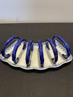 Mintons fan shaped blue & white toast rack