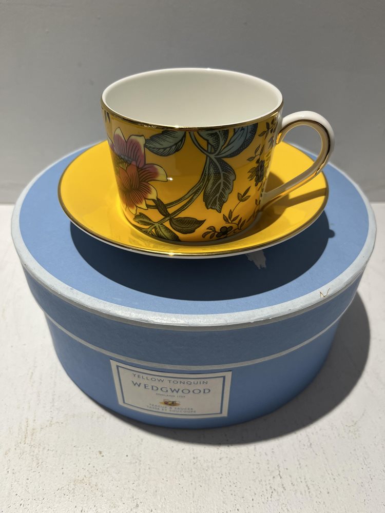 Wedgwood Wonderlust Yellow Tonquin Fine Bone China Teacup & Saucer with Box
