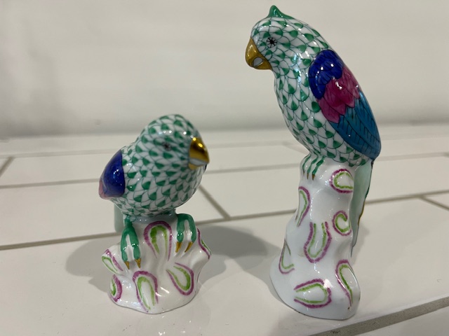 Pair of Herend Porcelain Parrots