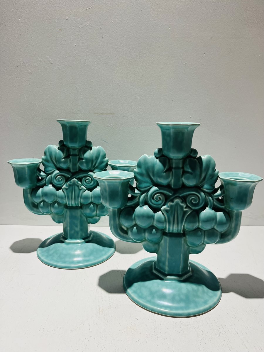 Pair of Art Deco Poole Pottery Candlesticks