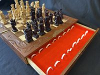 Large Wooden Folding Chess Set with drawers