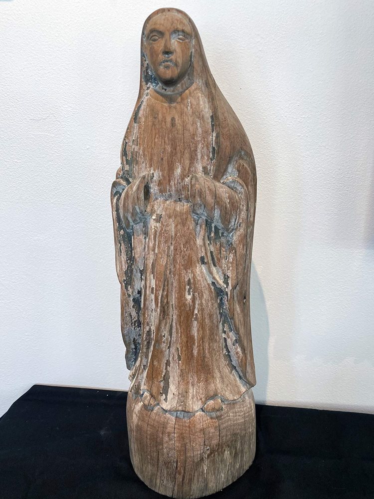 Antique Carved Wooden Madonna.