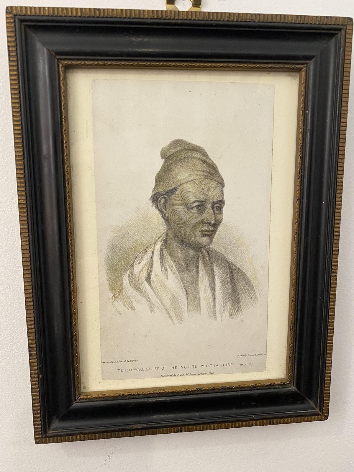 Engraving of Te Kauwau, Chief of the Nga Te Whatua Tribe - Orakei Objet ...