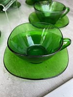 Vintage French Glass Tea Cups and Saucers
