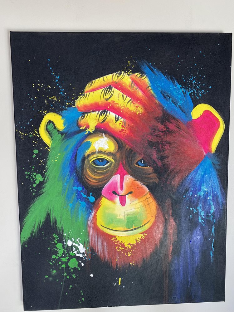Pop Art Monkey. Original Oil Painting.