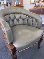 3x Oak and Leather Club Chairs C1930s