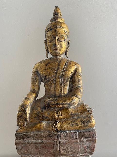 Vintage Carved Wooden Buddha