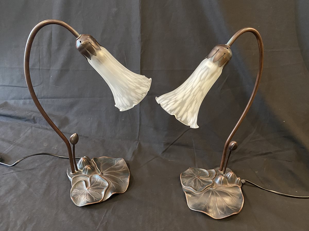 Pair of Art Nouveau Style Lily lamps
