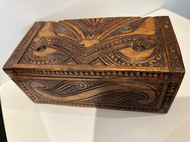 Carved Maori wooden box