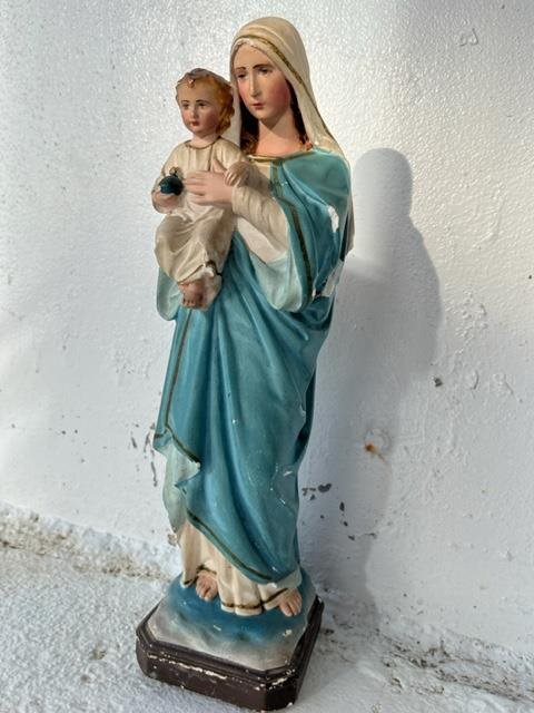 Painted plaster figure of Mary and Jesus