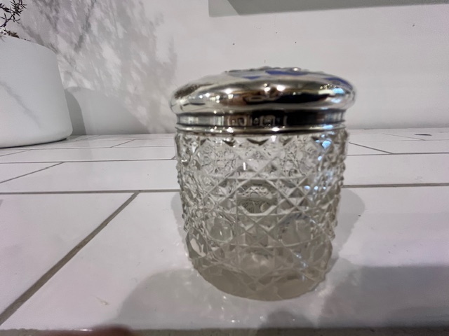 Antique Crystal & Silver Dresser Jar